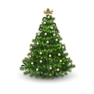 绿色写实圣诞树矢量素材